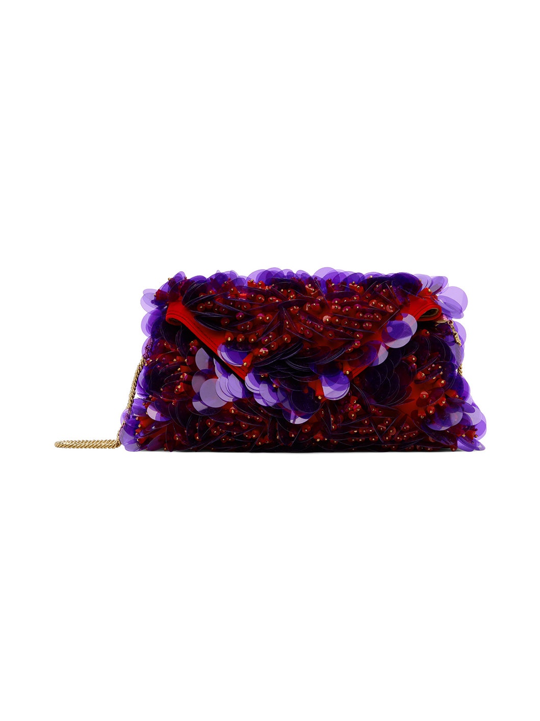 Red & Purple Sequin Embellished Shoulder Bag - 1