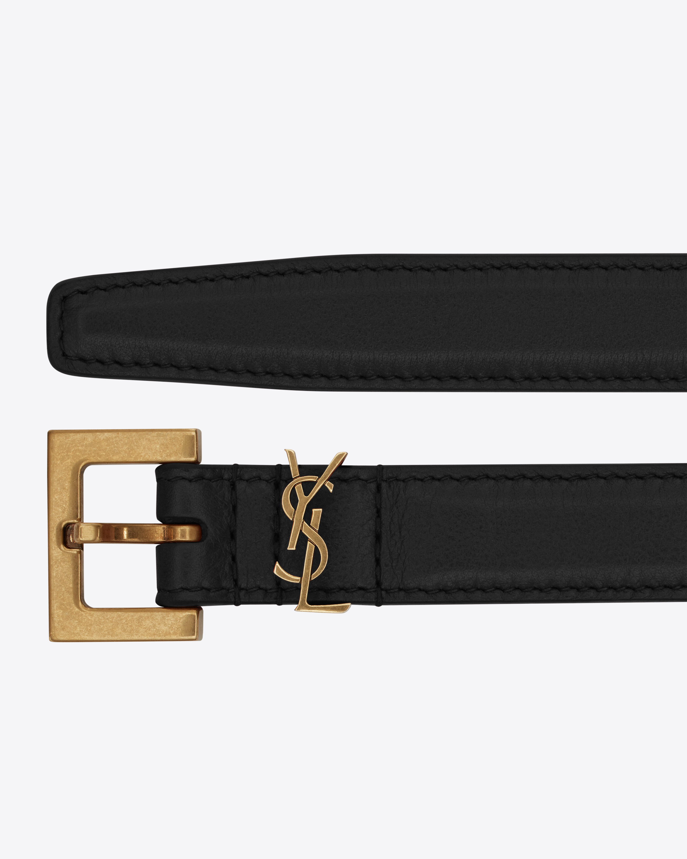 narrow monogram belt with square buckle in lacquered leather - 2