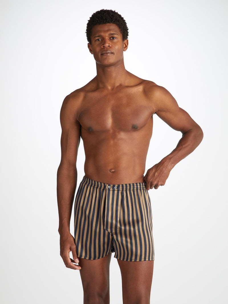 Derek Rose Men's Classic Fit Boxers Brindisi 107 Silk Satin Navy outlook
