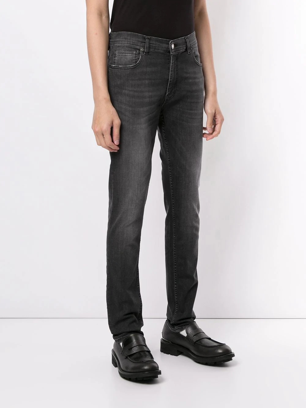 question mark patch slim jeans - 3