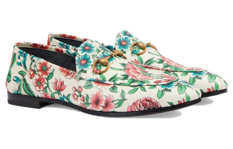 (WMNS) Gucci Horsebit Printed Leather Loafers 'White Pink' 746392-AAB0D-8464 - 3
