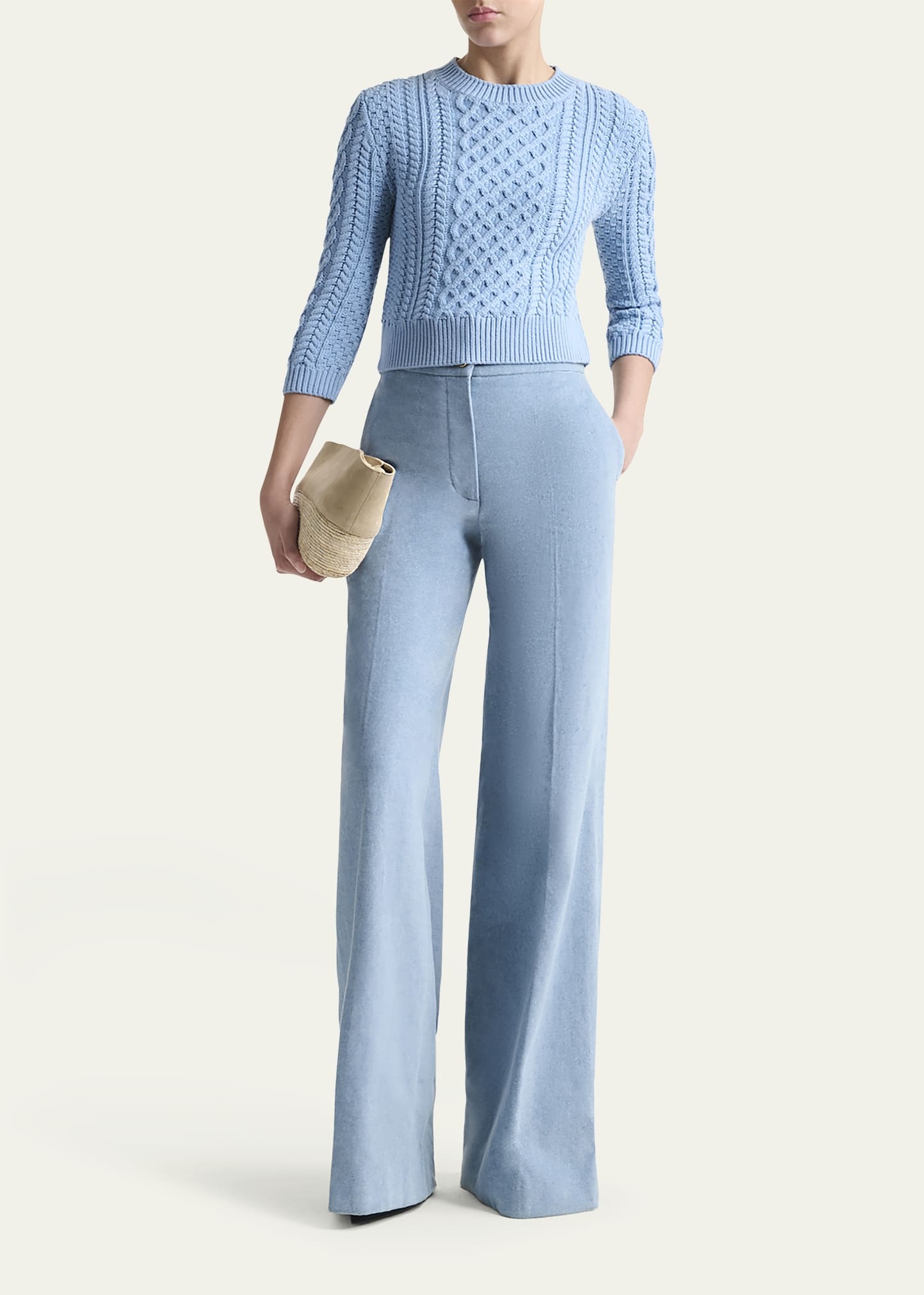 Cabbie Cable Knit 3/4-Sleeve Sweater - 2