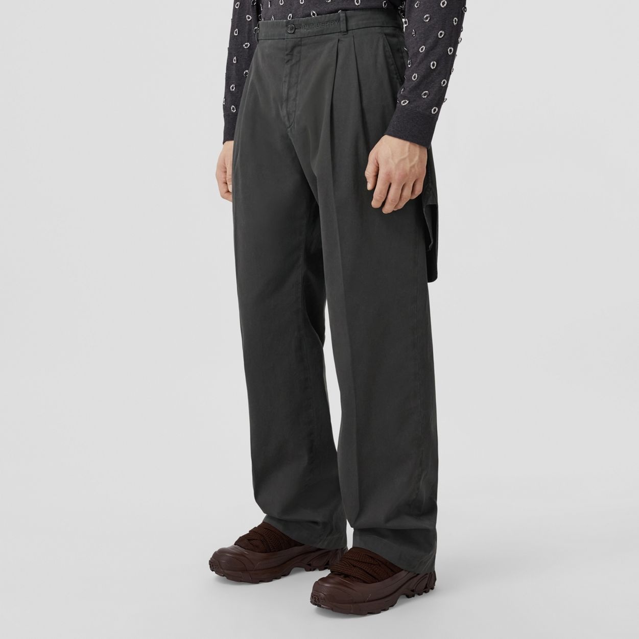 Panel Detail Wool Wide-leg Trousers - 5
