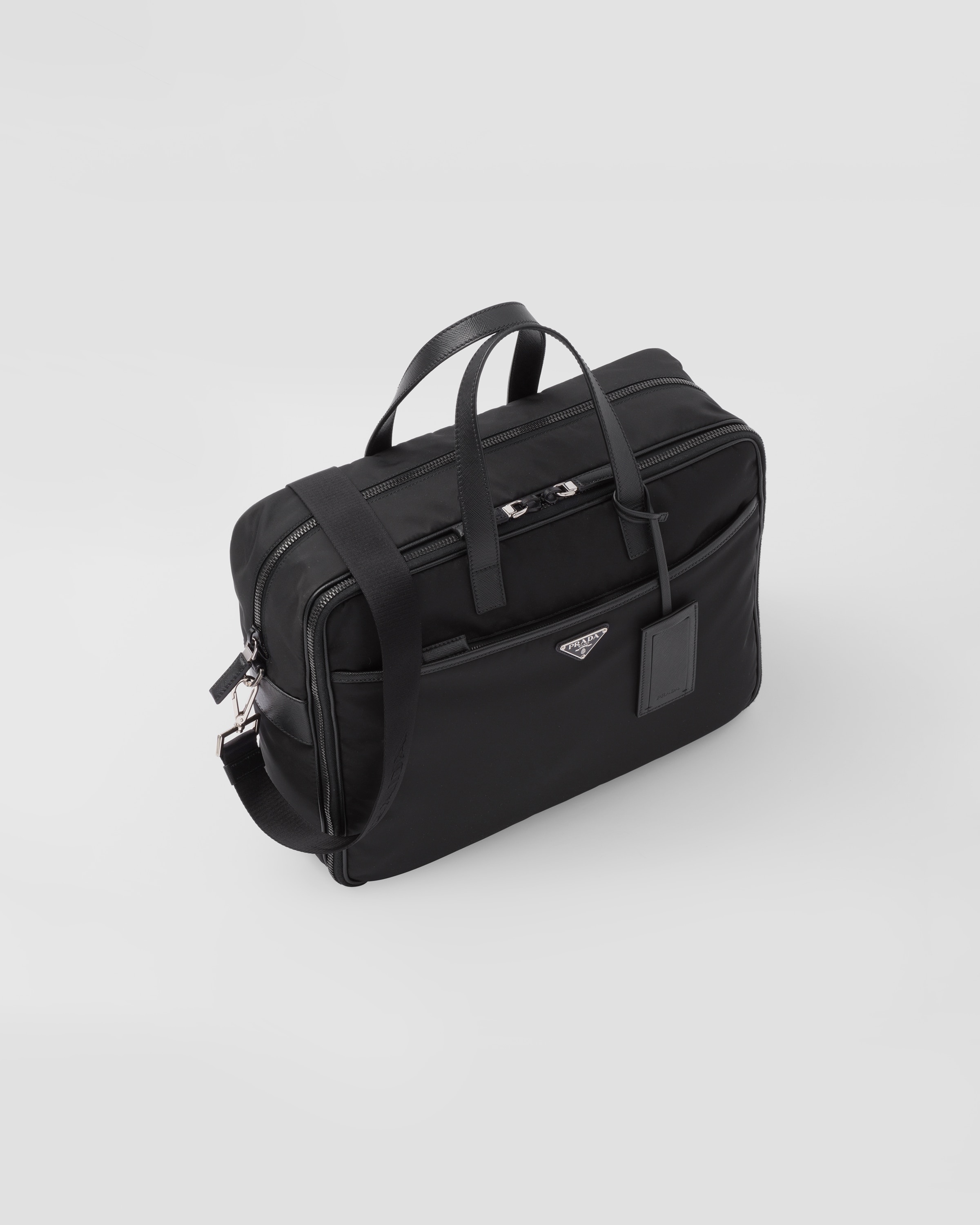 Re-Nylon and Saffiano leather briefcase - 3