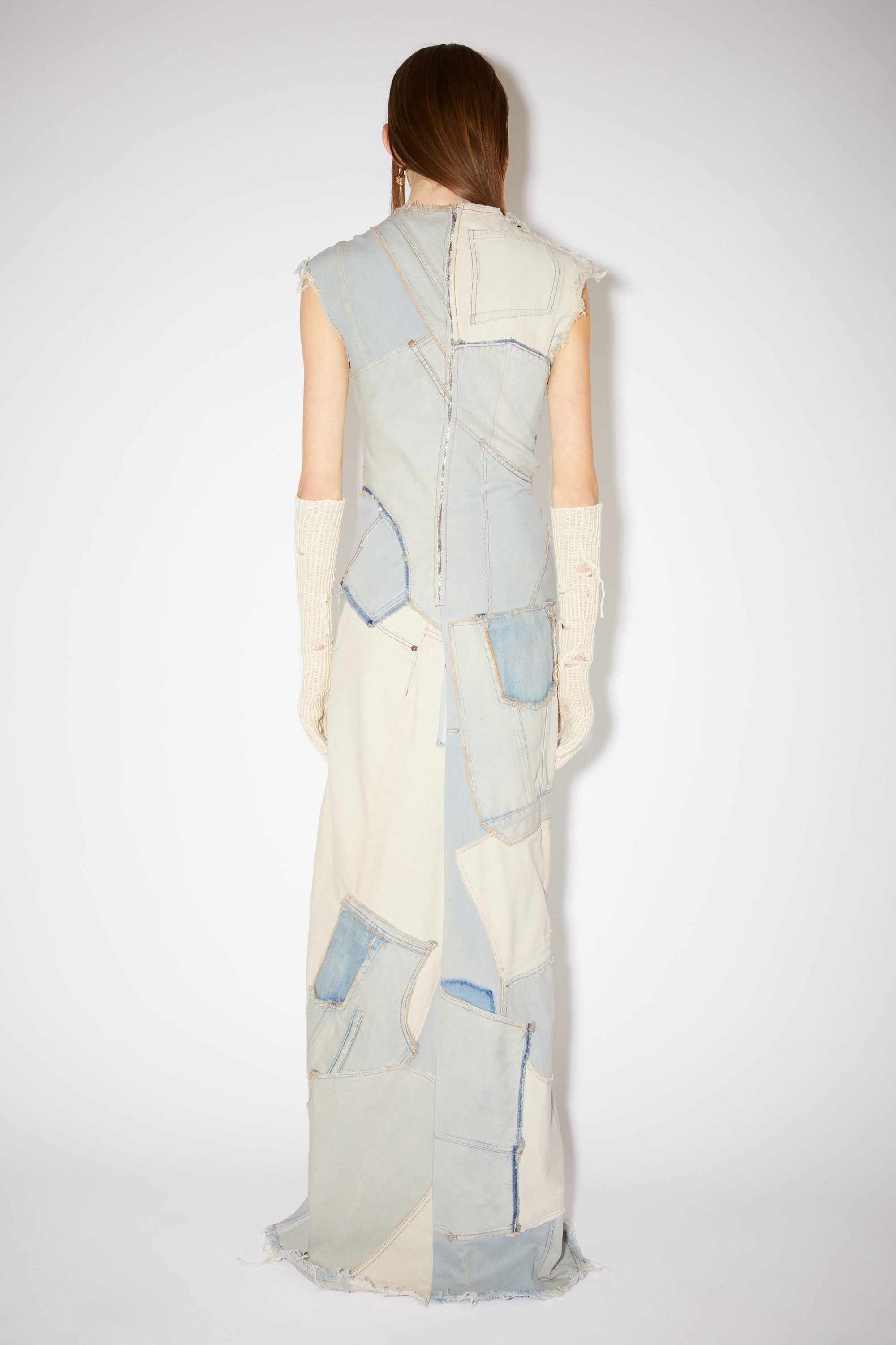 Denim patchwork dress - Light Sand - 4