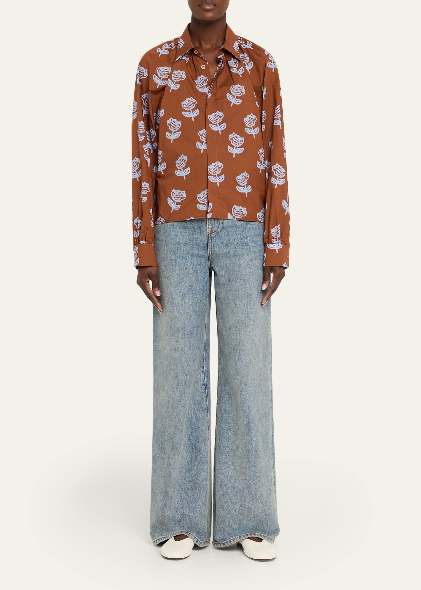 Crop-Print Long Sleeve Raglan Shirt - 2