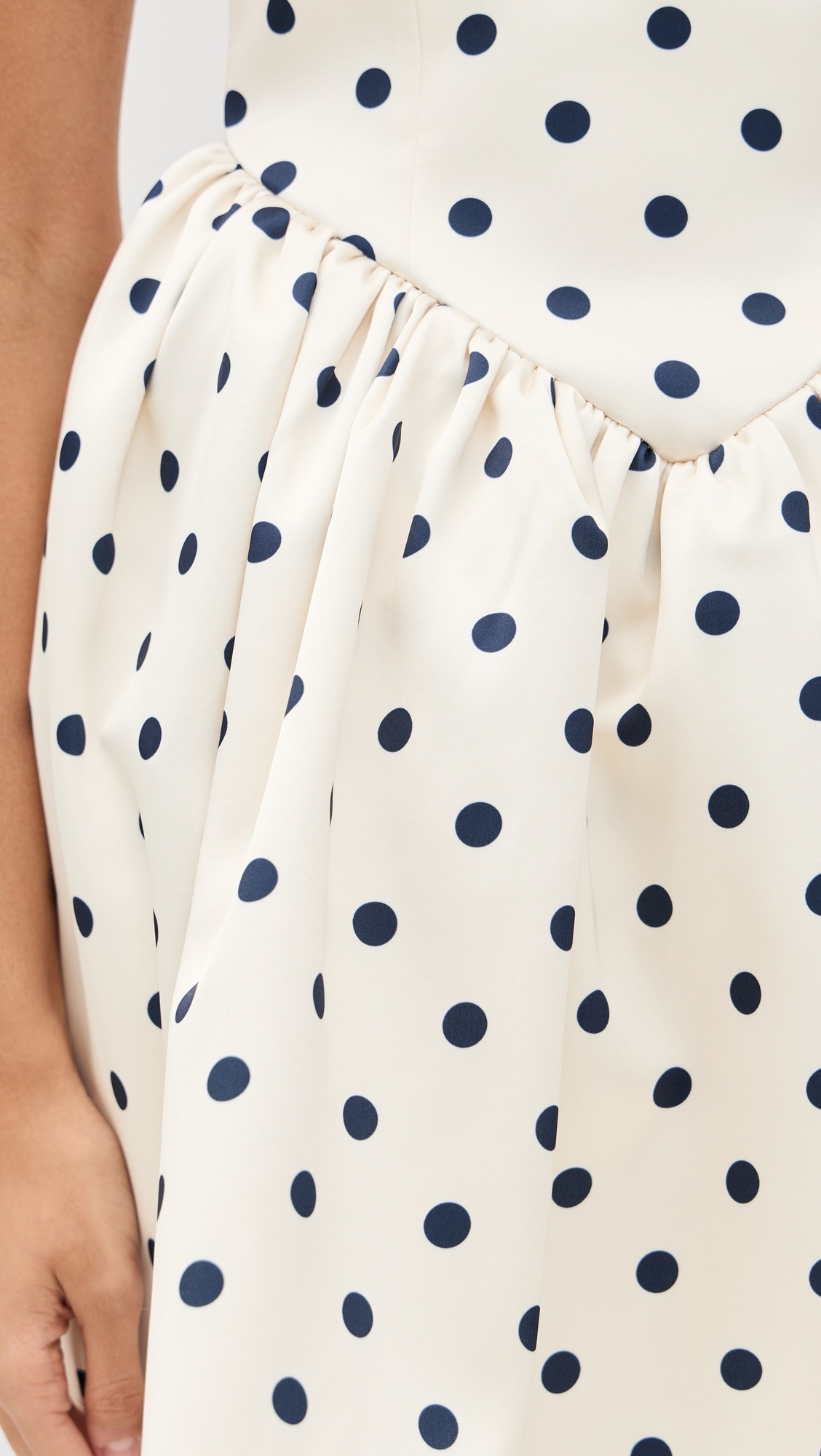 Cream Polka Dot Satin Mini Dress - 5