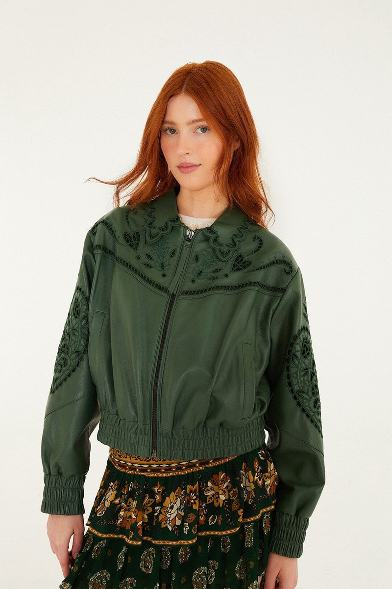 Green Richelieu Heart Leather Jacket 1