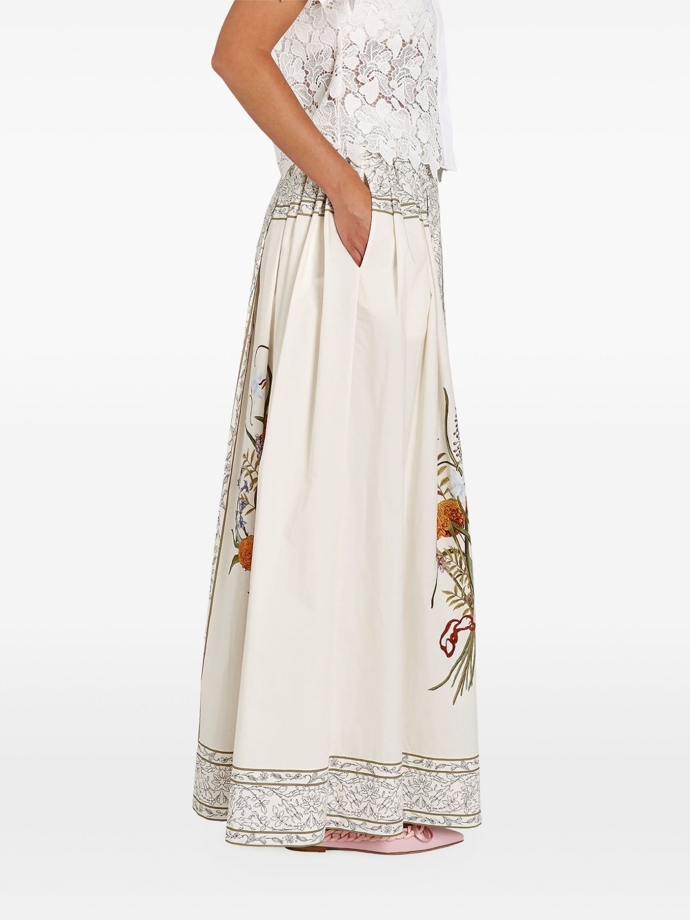Marigold Bouquets-print poplin skirt - 3