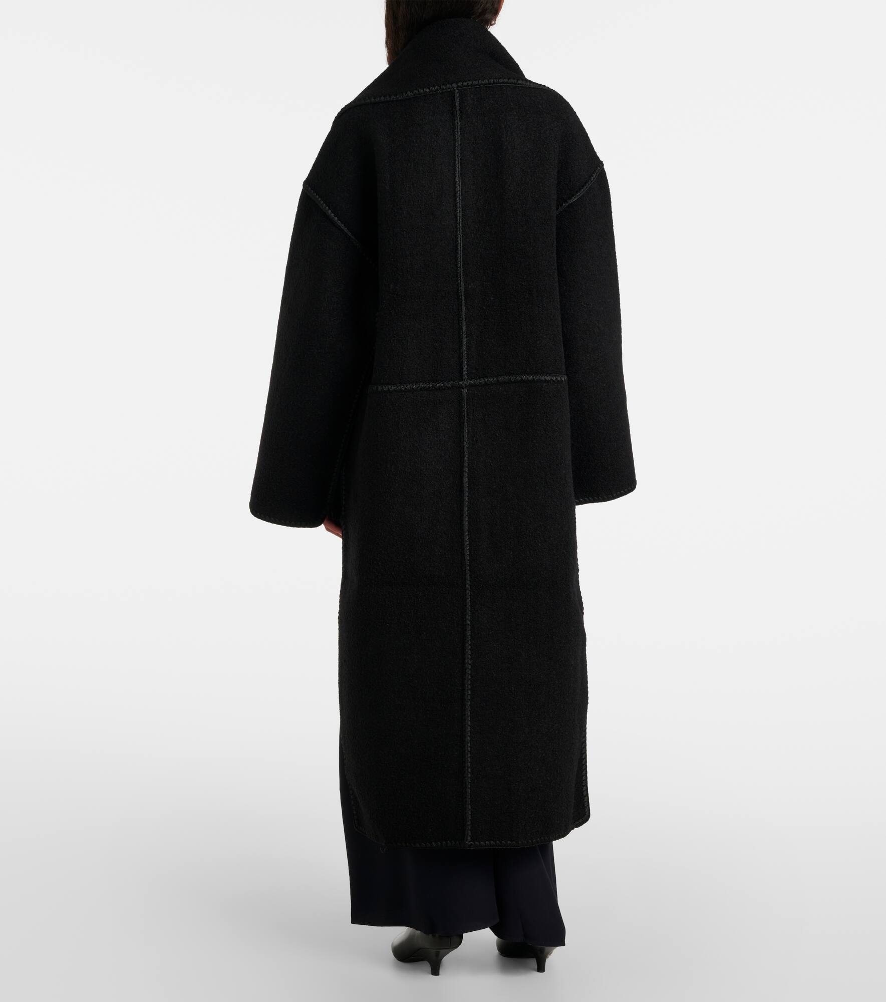 Embroidered wool-blend scarf coat - 3