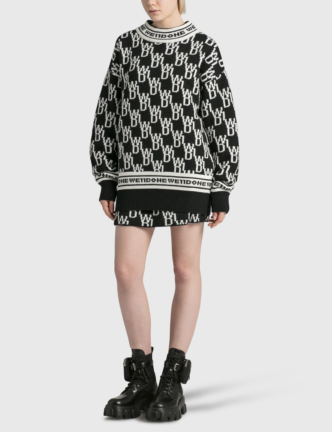 ALL OVER LOGO KNIT MINI SKIRT - 4