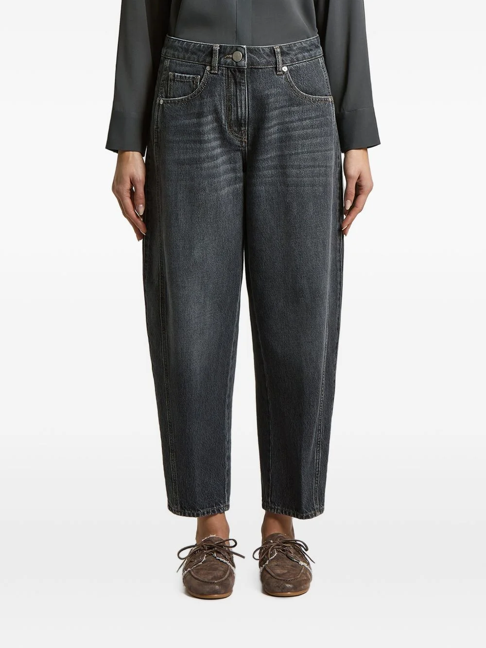 faded-effect barrel-leg jeans - 1