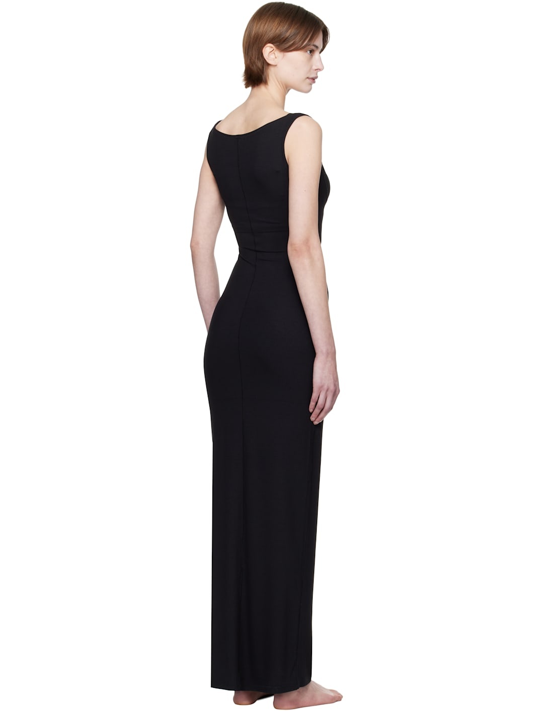 Black Soft Lounge Lace Tank Maxi Dress - 3