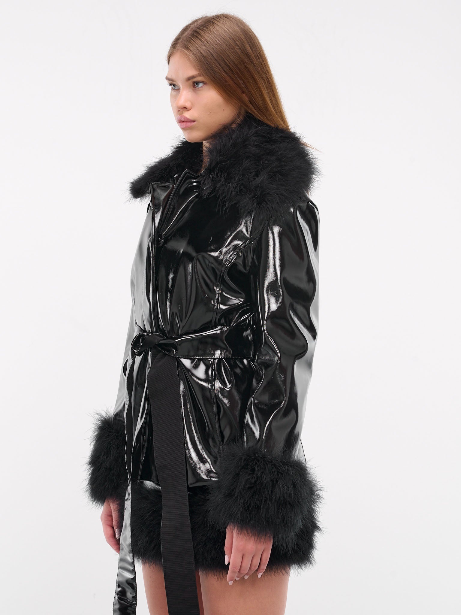 Patent Faux Leather Coat - 2