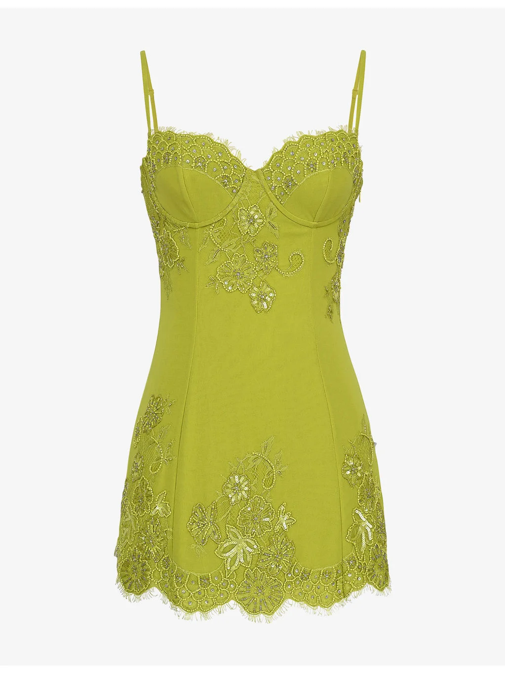 Soraya Lace-Trim Satin Mini Dress - 1