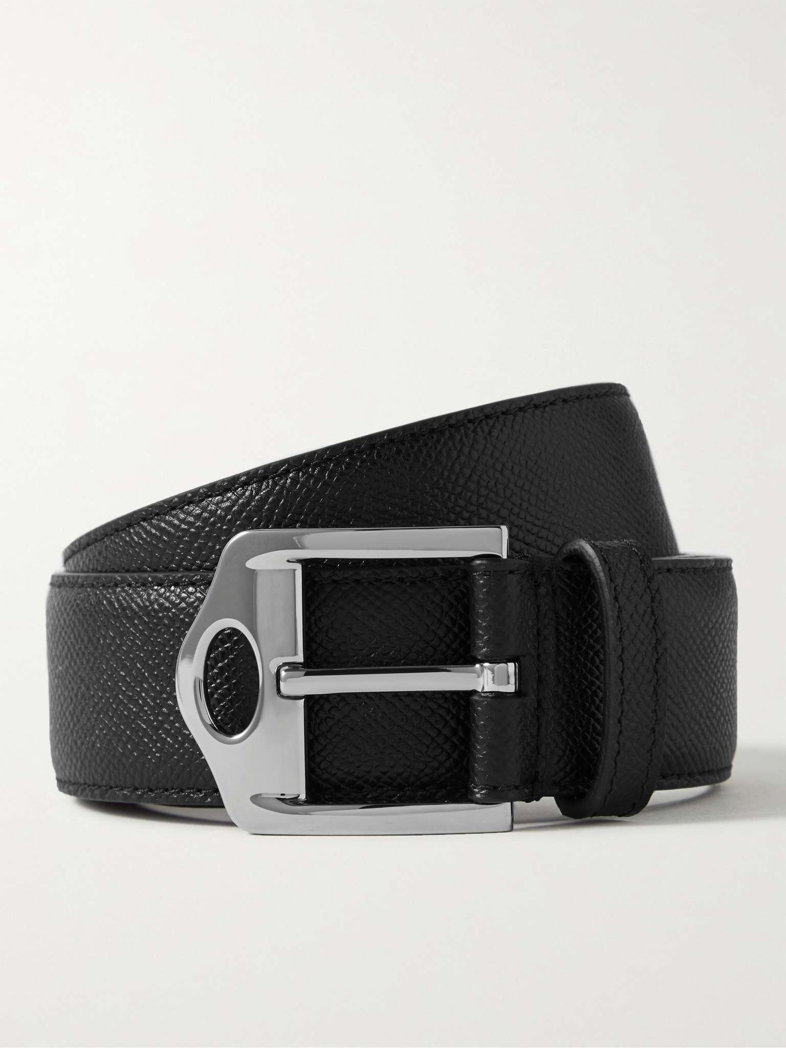 3.5cm Pebble-Grain Leather Belt - 1