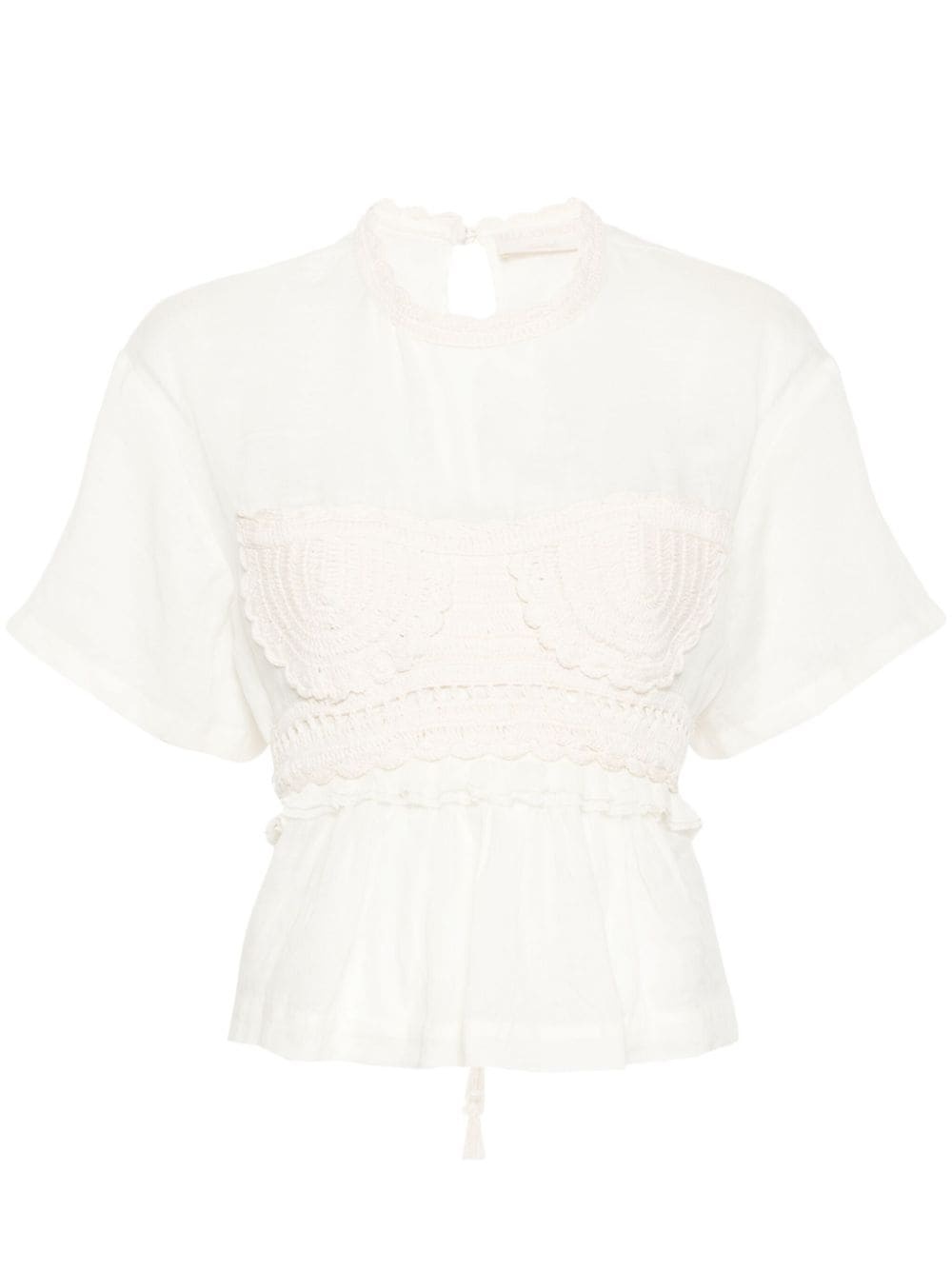 Cari crochet-panelling blouse - 1