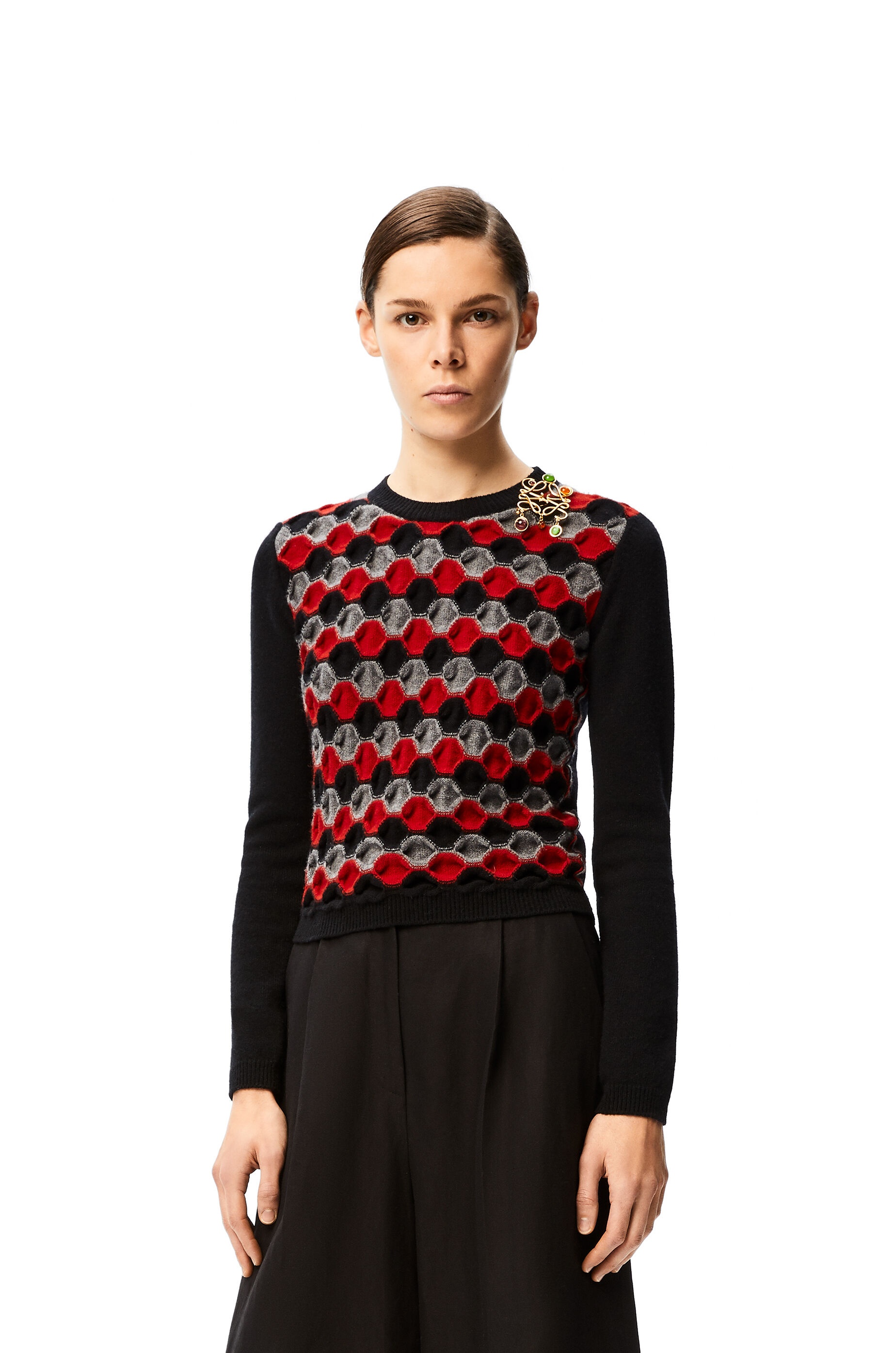 Anagaram embellished crewneck sweater in wool - 3