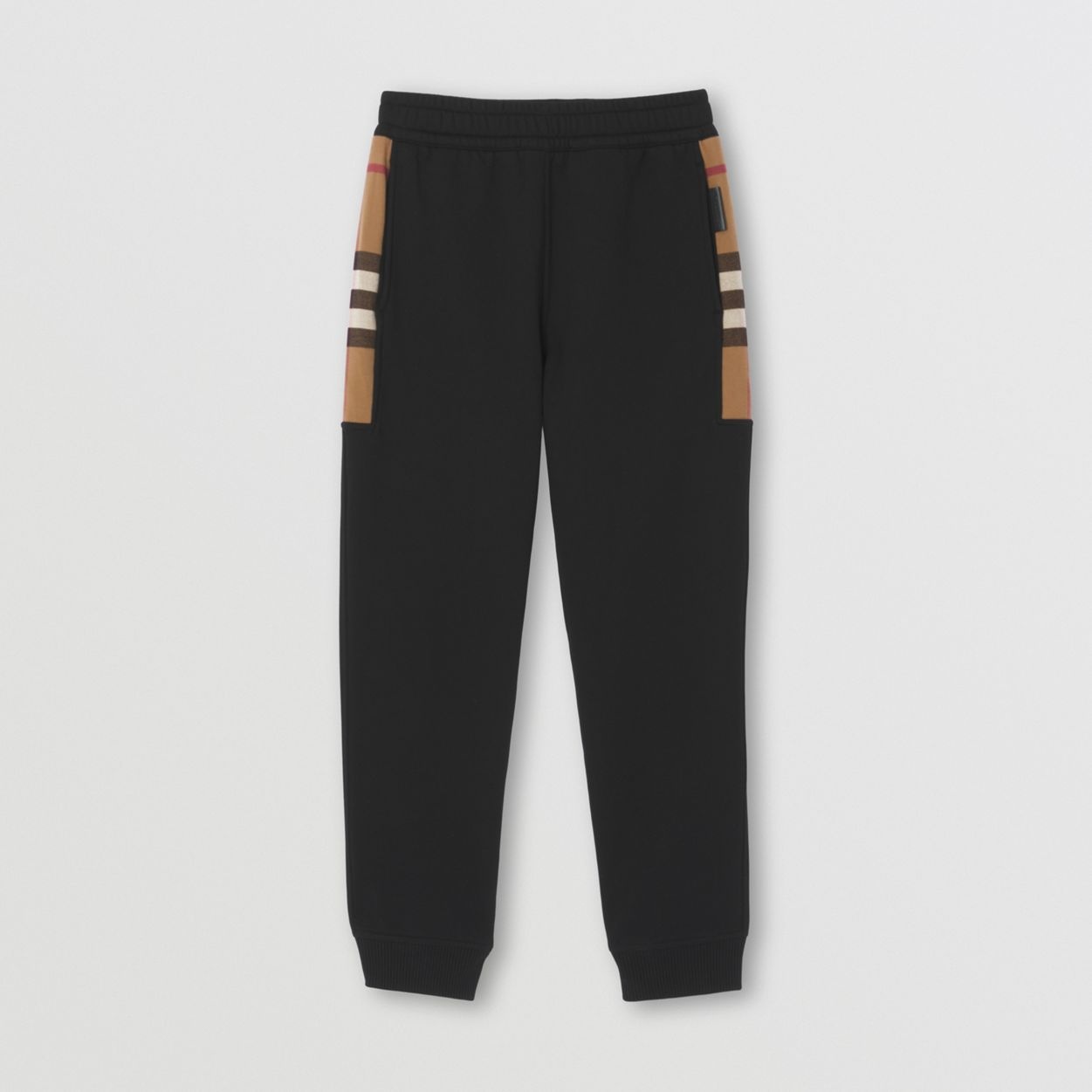 Check Panel Cotton Blend Jogging Pants - 1