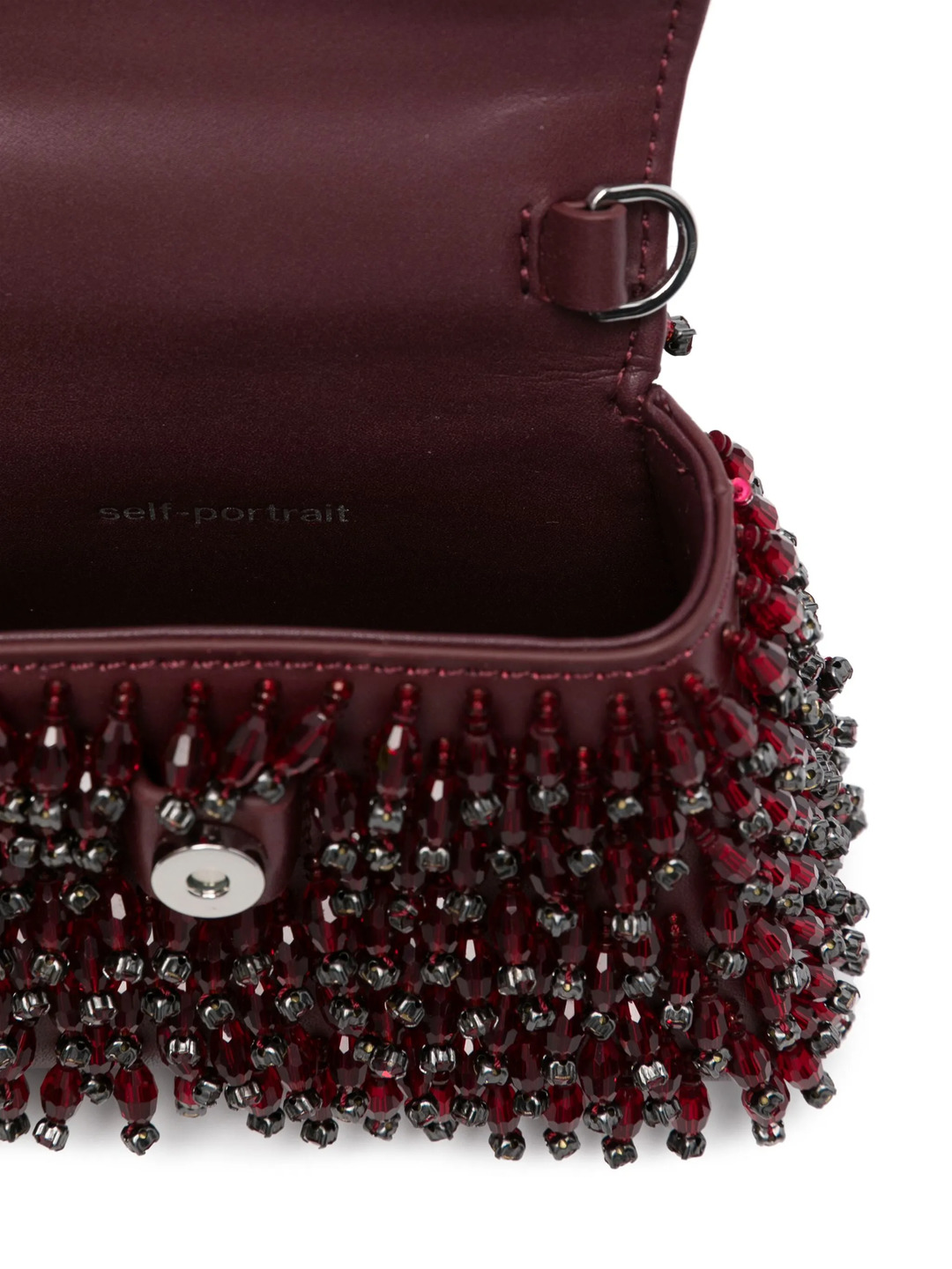 Burgundy Embellished Micro Bow Bag - 5
