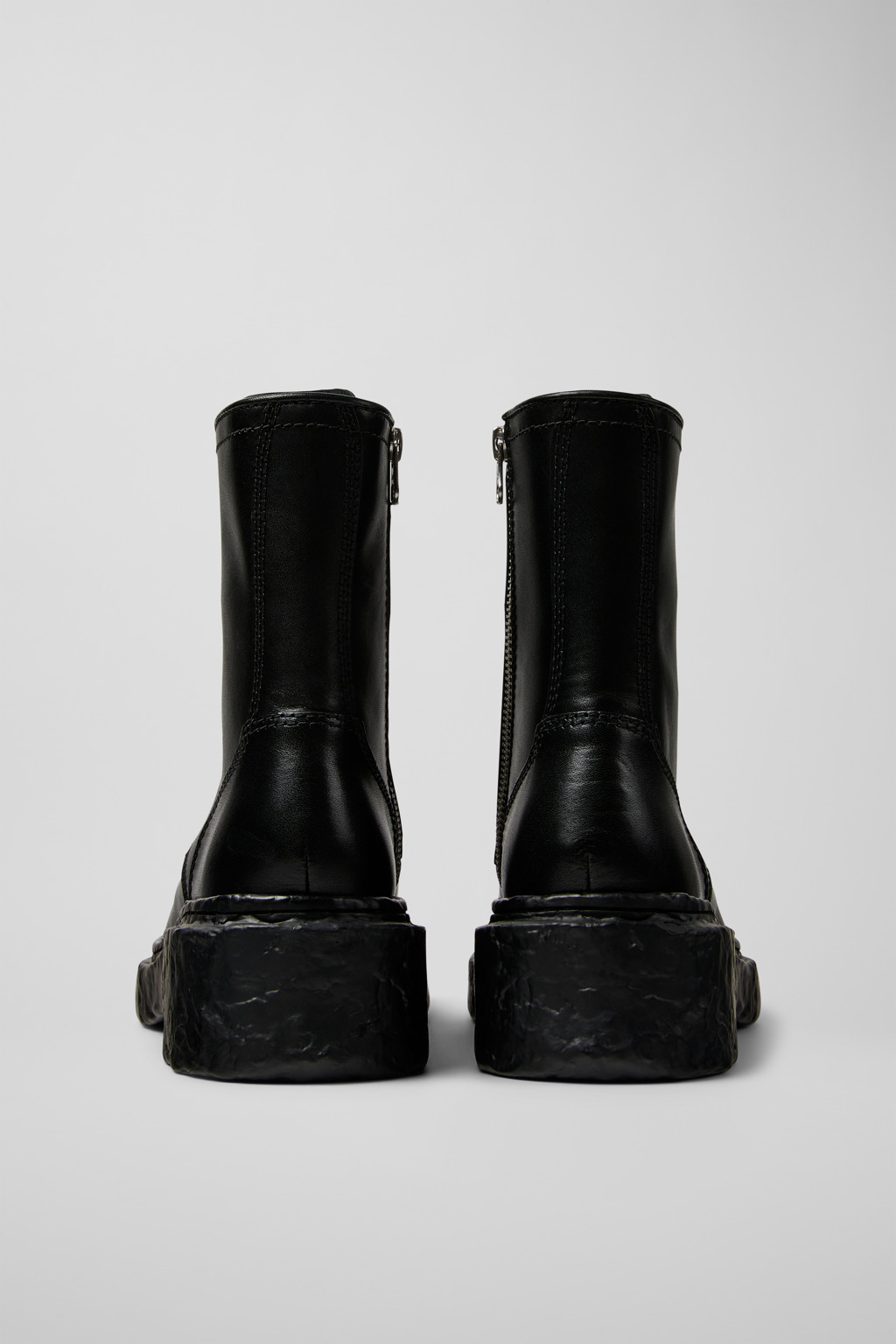Black Leather Medium Boots - 3