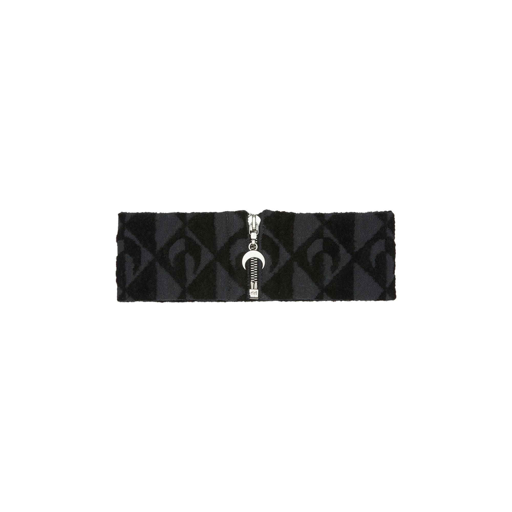 Marine Serre Textured Knit Moon Lozenge Choker 'Black/Grey' - 2