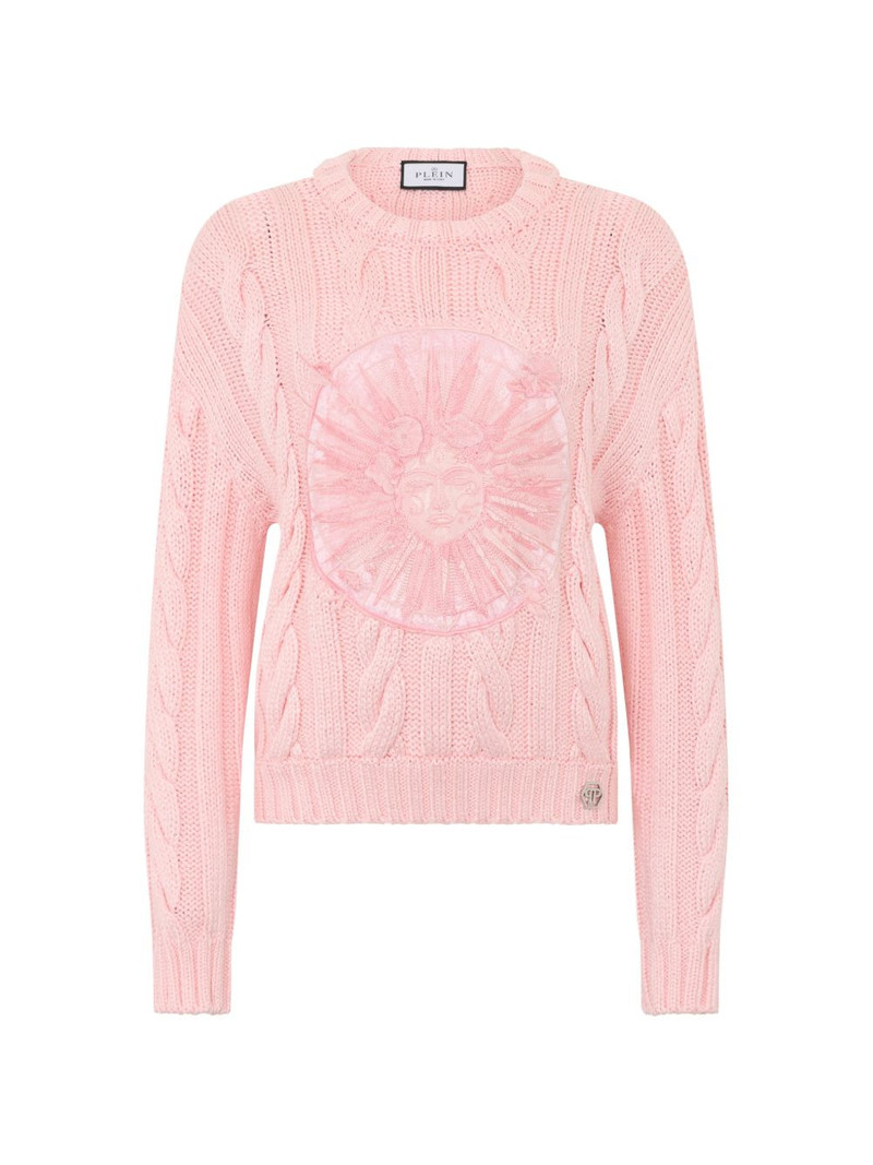 round-neck sun-embroidered sweater 1
