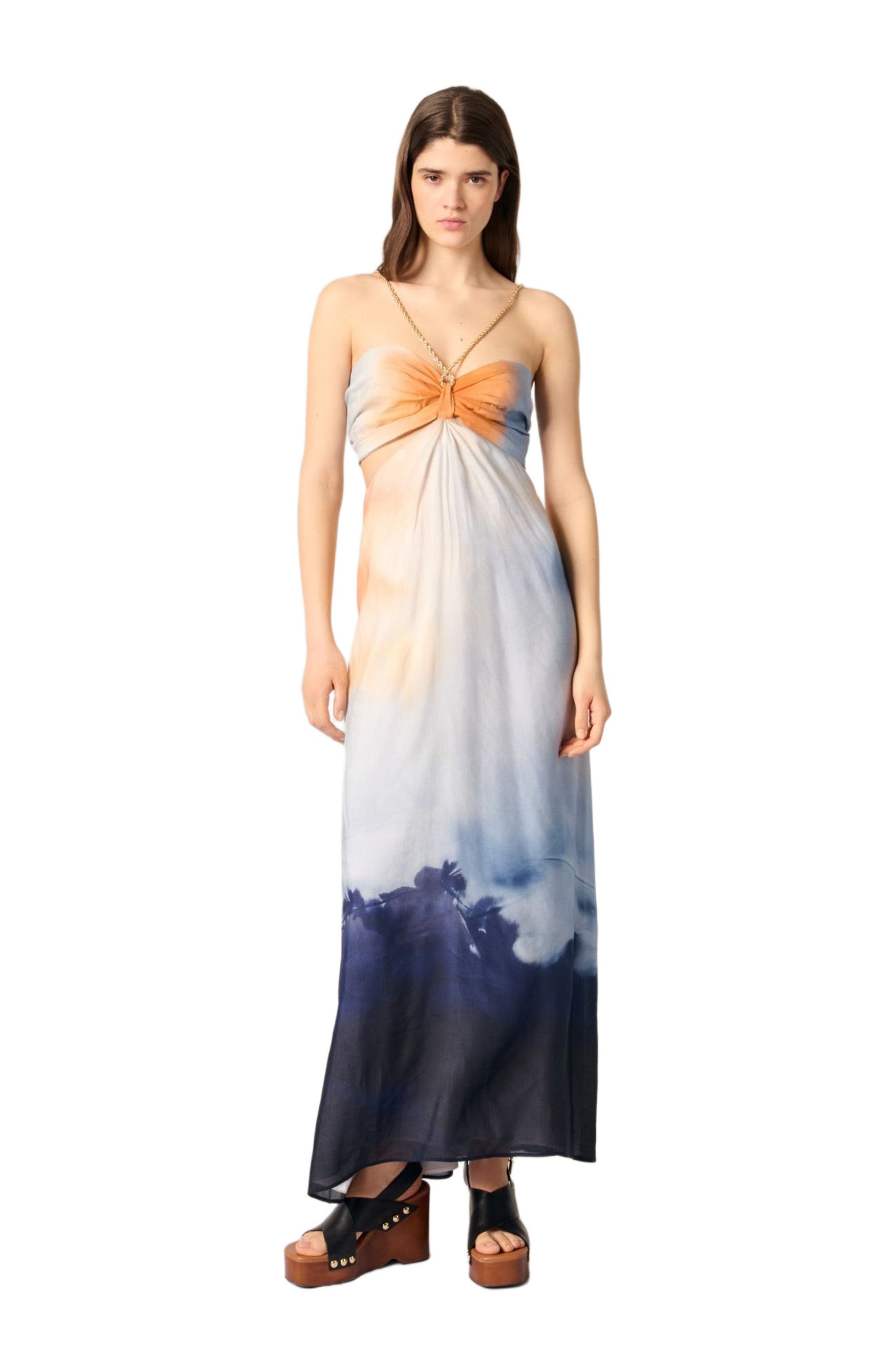 maje Tie-dye maxi dress in Blue Tie And Dye Print at Nordstrom - 1