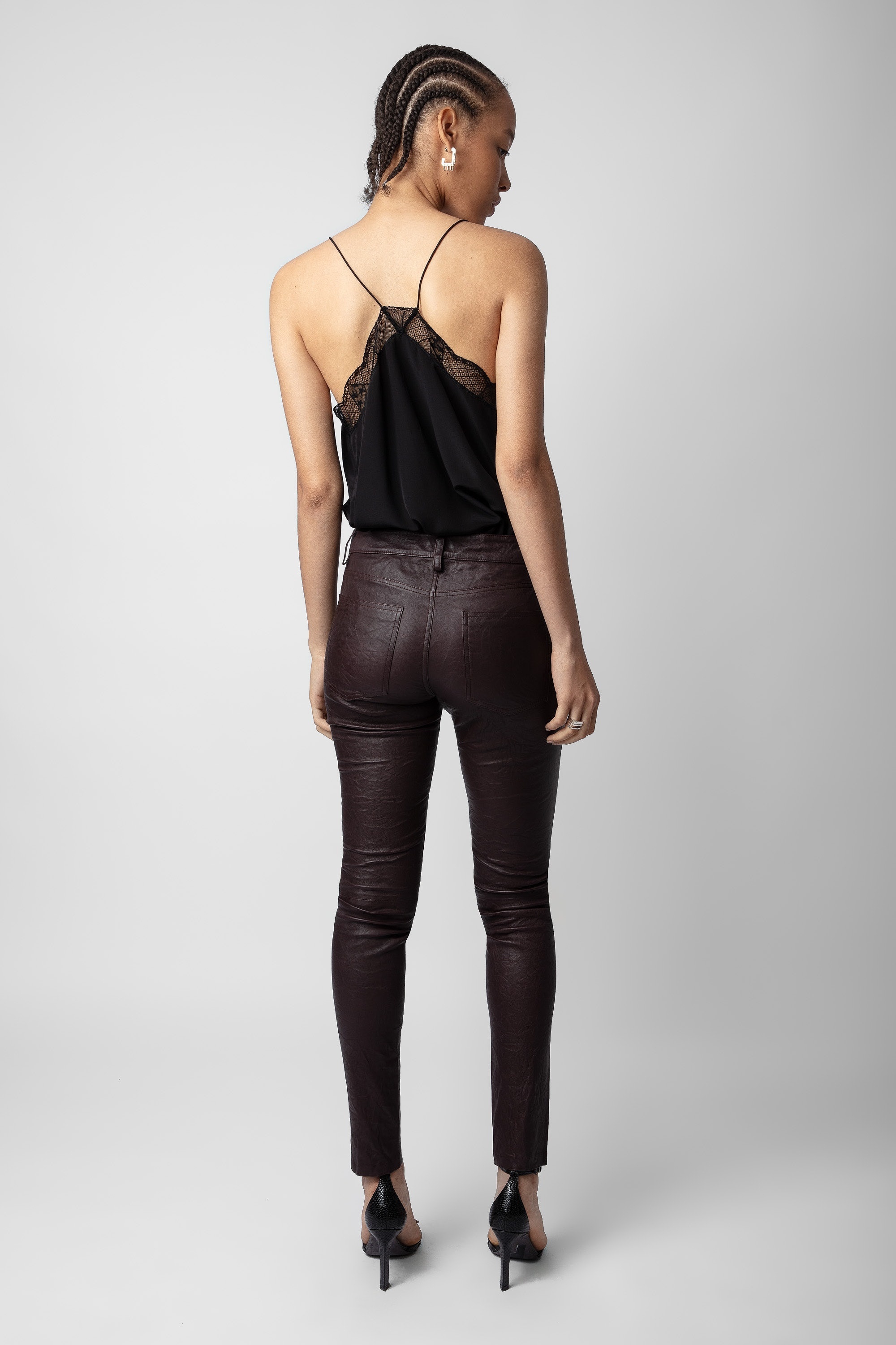 Phlame Crinkled Leather Pants - 4