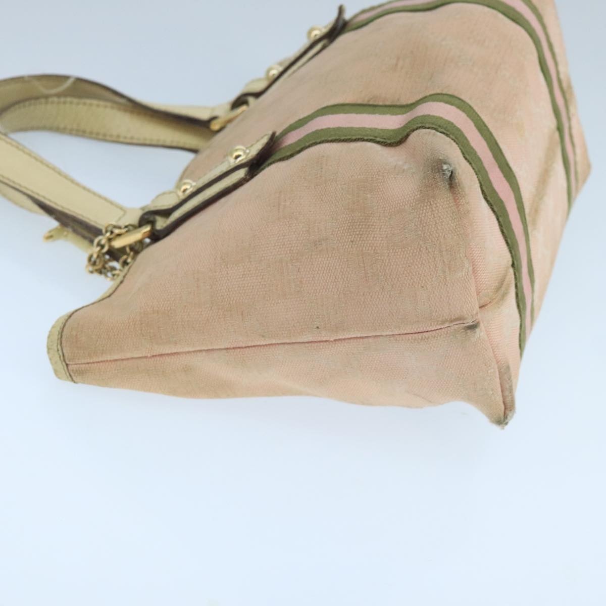GUCCI GG Canvas Hand Bag Pink Cream Gold - 4