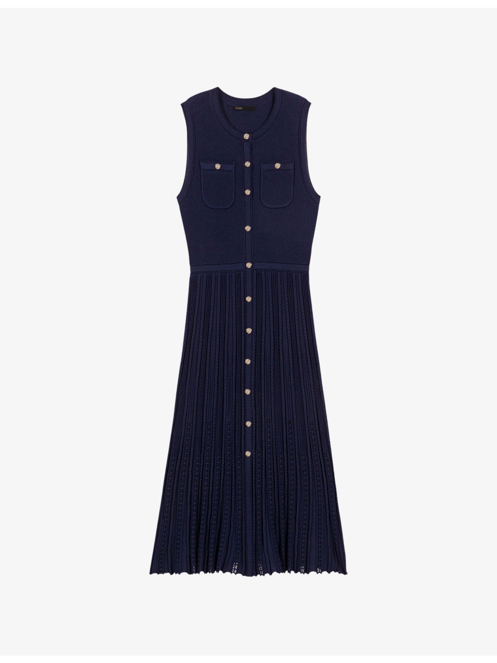 Pleated Sleeveless Knitted Maxi Dress - 1