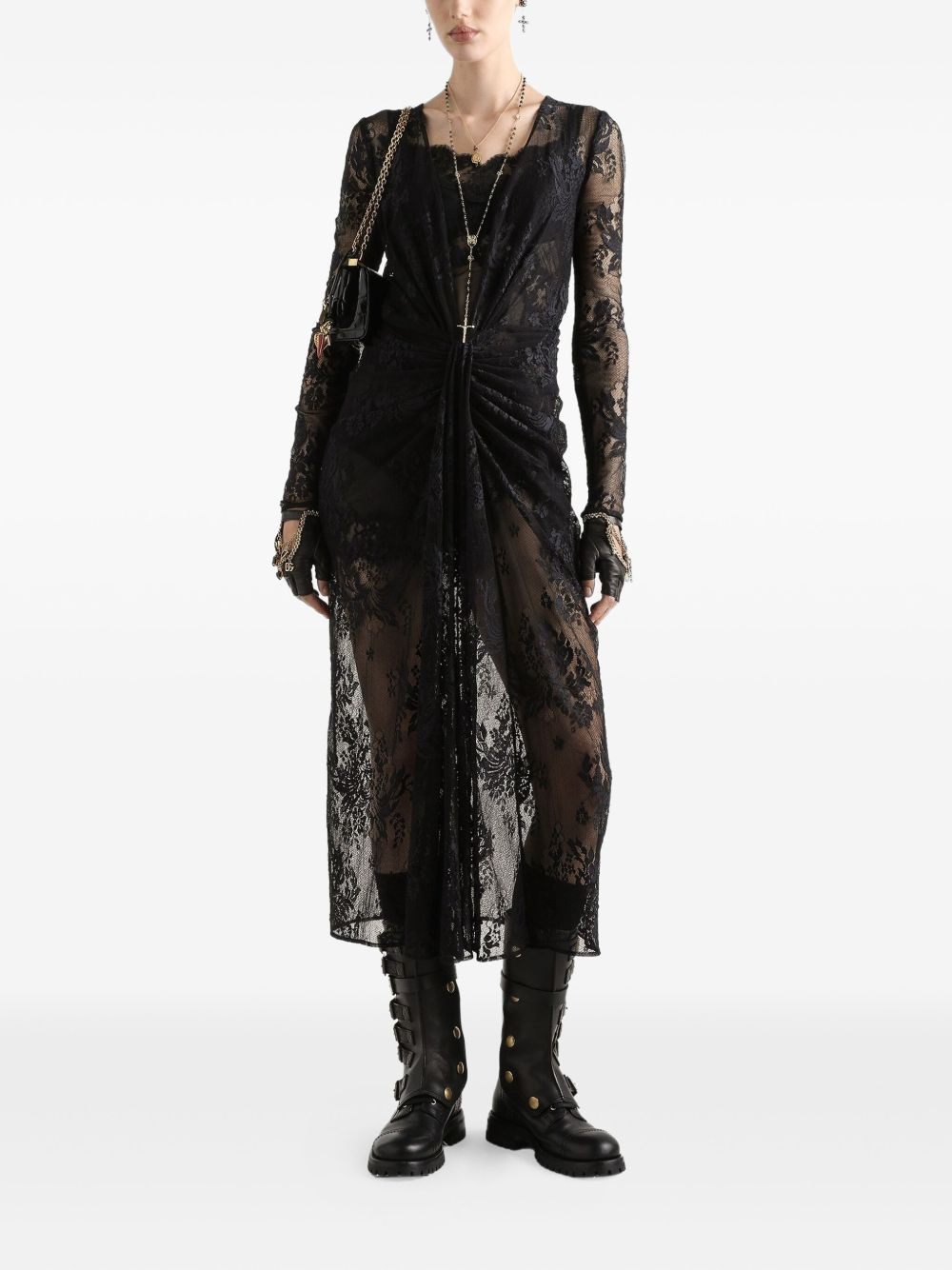 lace long-sleeve dress - 2