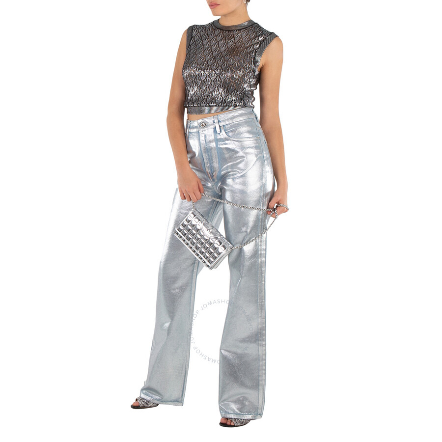Rabanne Ladies Straight Leg Metallic Denim Jeans - 2