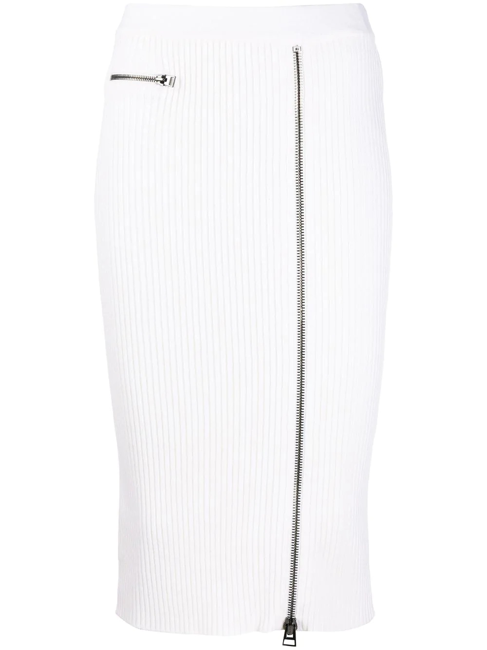 zipped rib-knit fitted skirt - 1