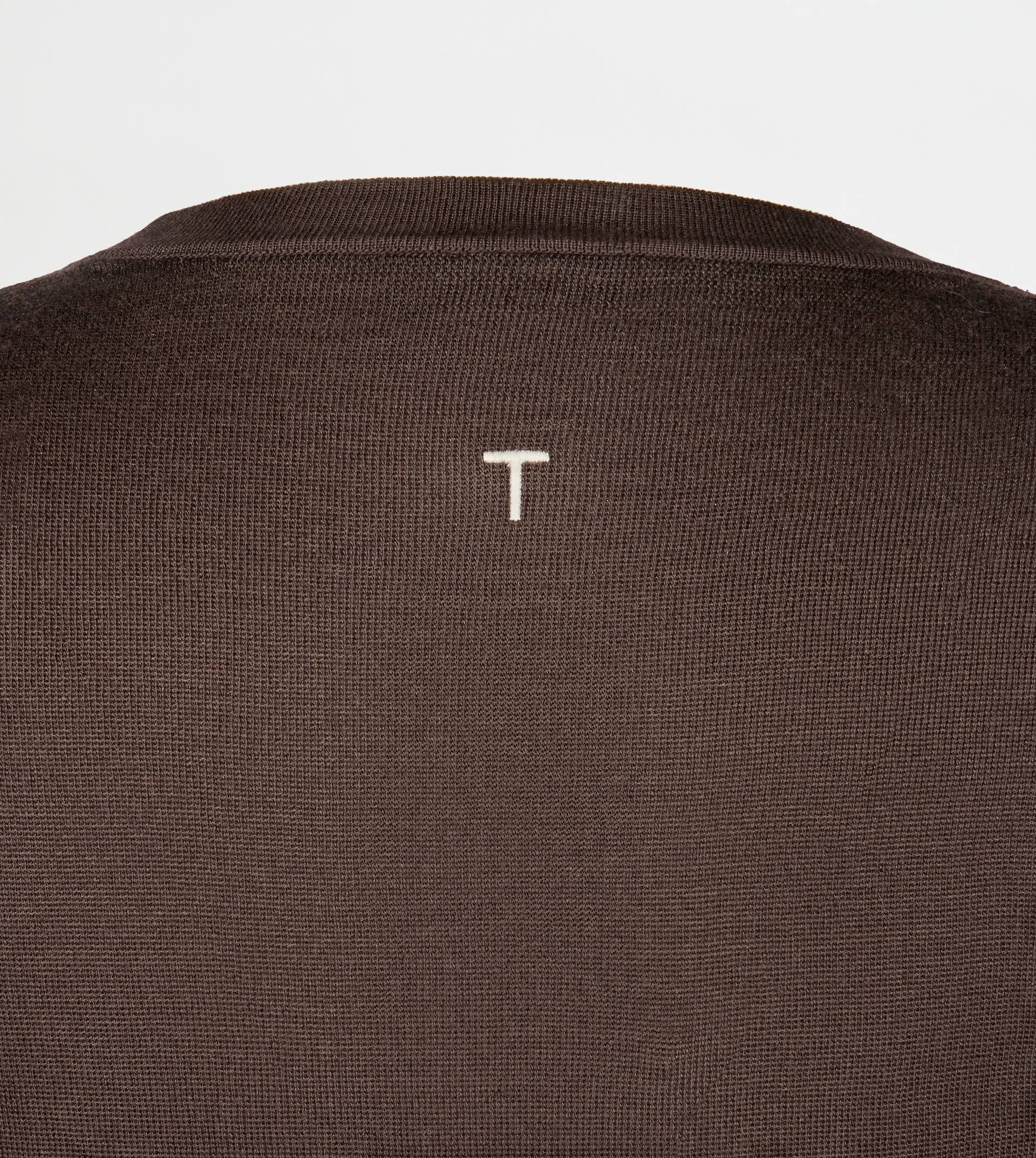 HALF-LENGTH SLEEVE SWEATER IN SILK - BROWN - 3