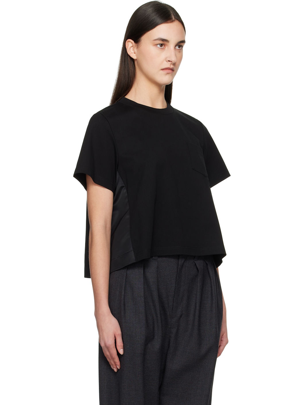 Black Mix Cotton Jersey T-shirt - 2