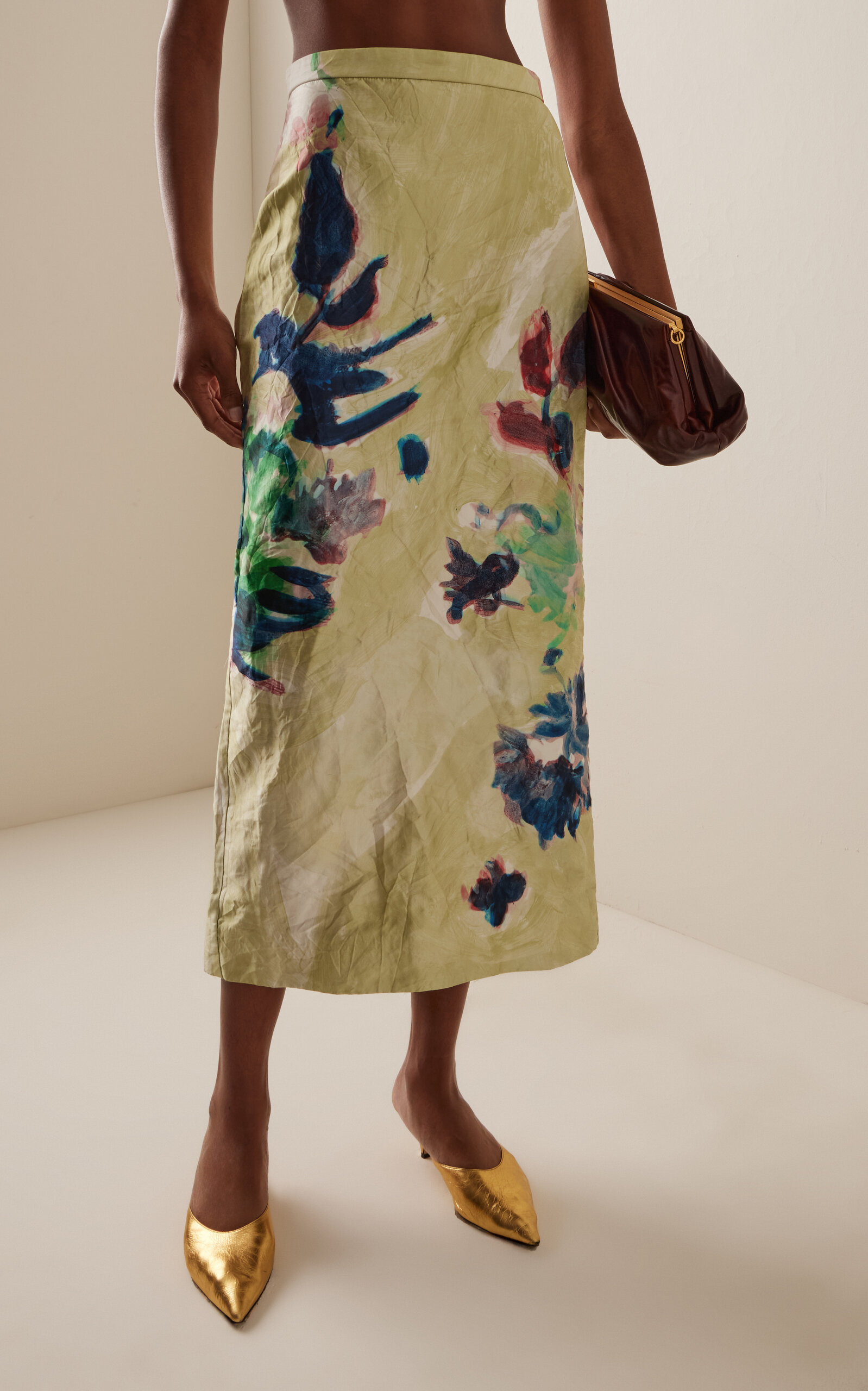 Printed Midi Skirt yellow - 4