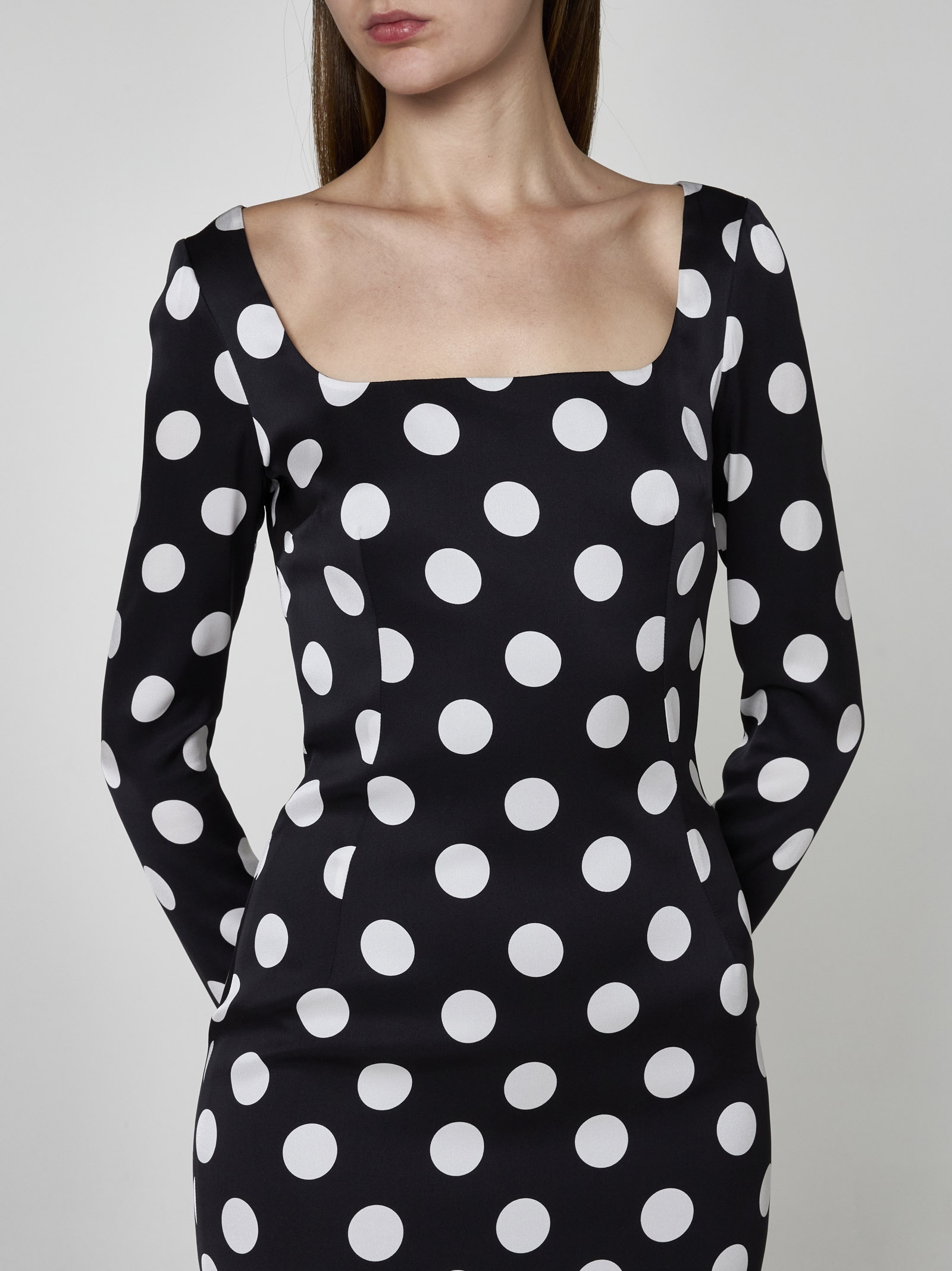 Polka dot print silk midi dress - 4