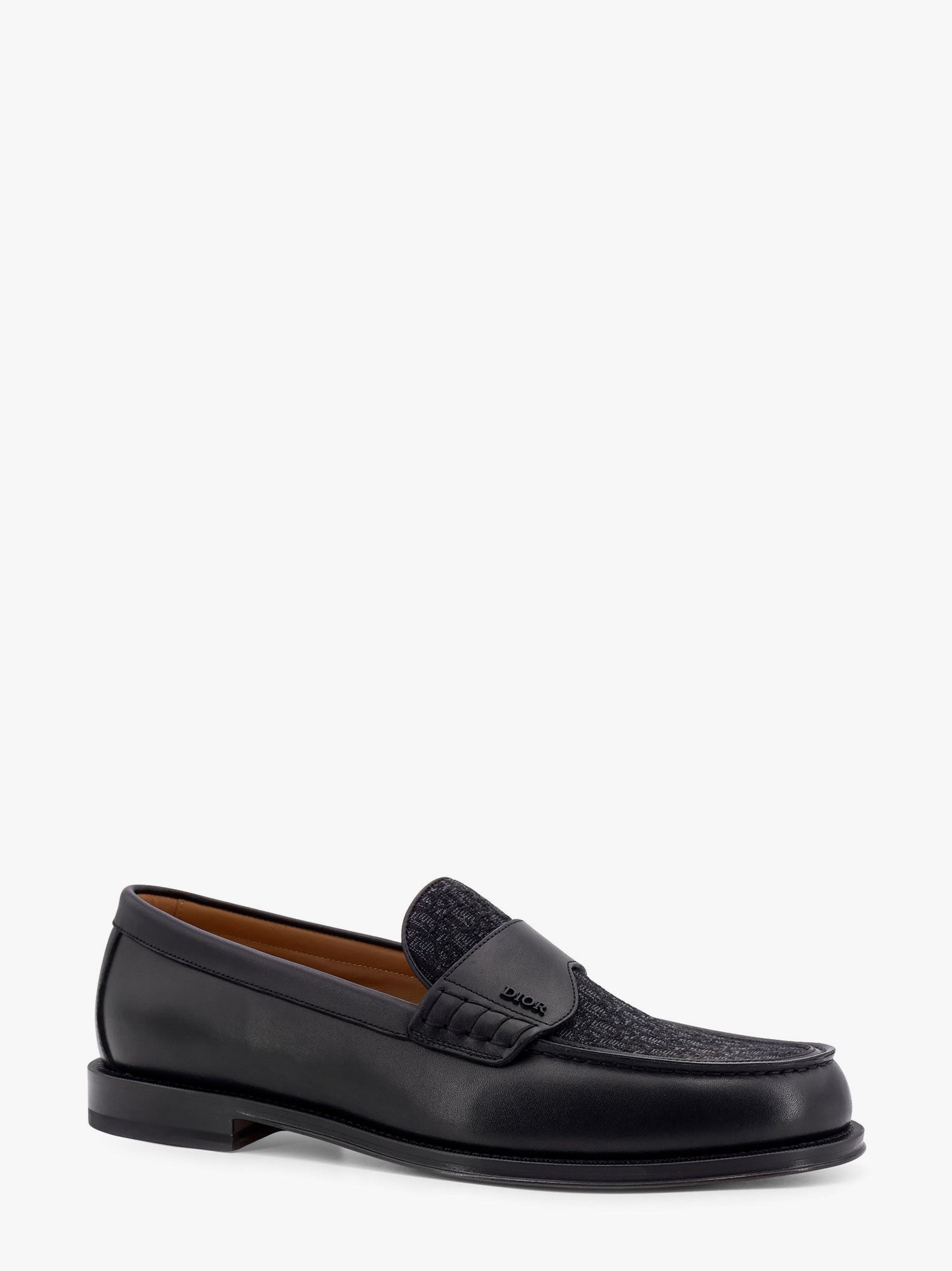 Dior Men Leather Loafer With Dior Oblique Canvas Motif - 2