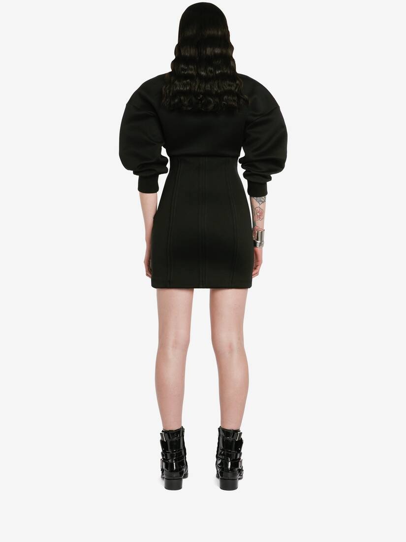 Women's Cocoon Sleeve Mini Dress in Black - 4