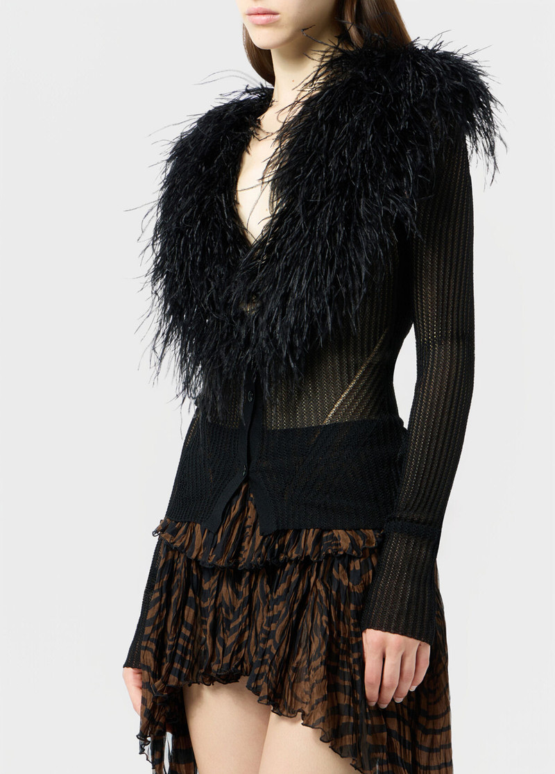 KNIT CARDIGAN WITH FEATHERED NECK 4