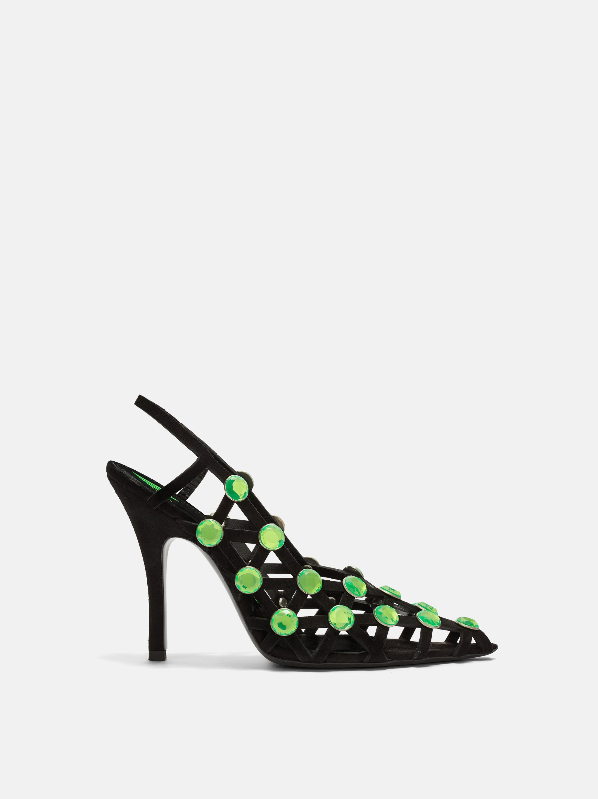 ''GRID'' SLINGBACK  BLACK AND FLUO GREEN - 1