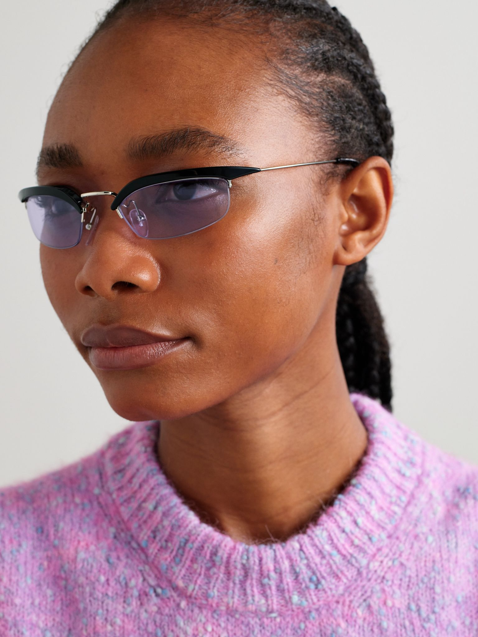 D-frame acetate and silver-tone sunglasses Black - 2