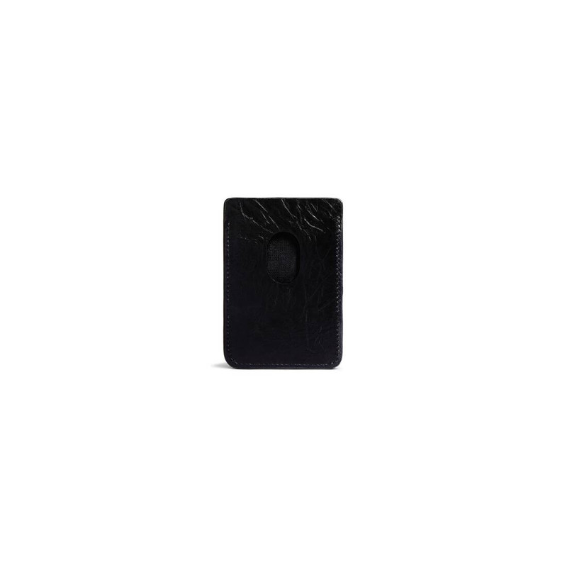 BALENCIAGA Women's Crush Magnet Card Holder Quilted in Black outlook