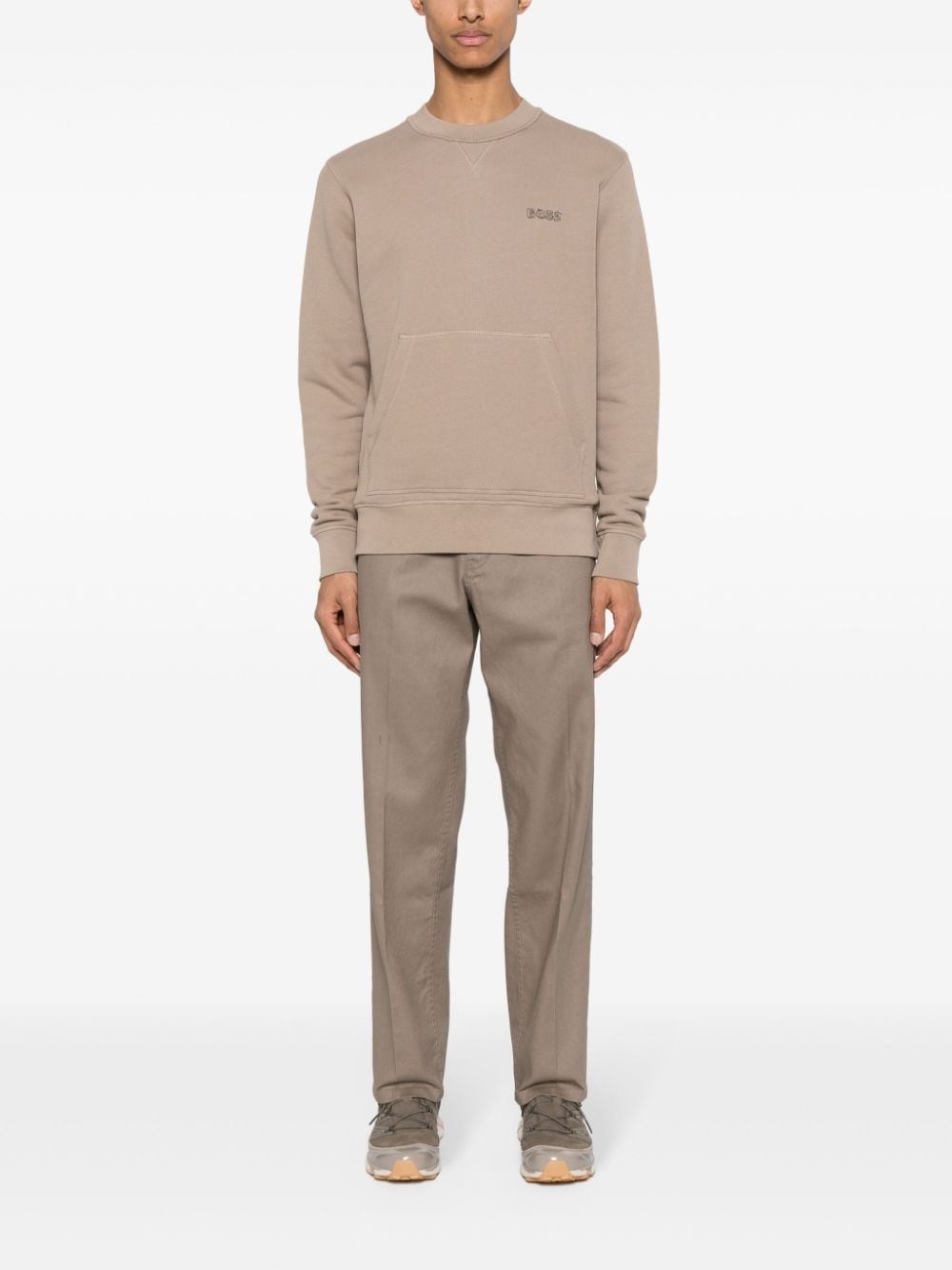 pressed-crease twill tapered trousers - 2