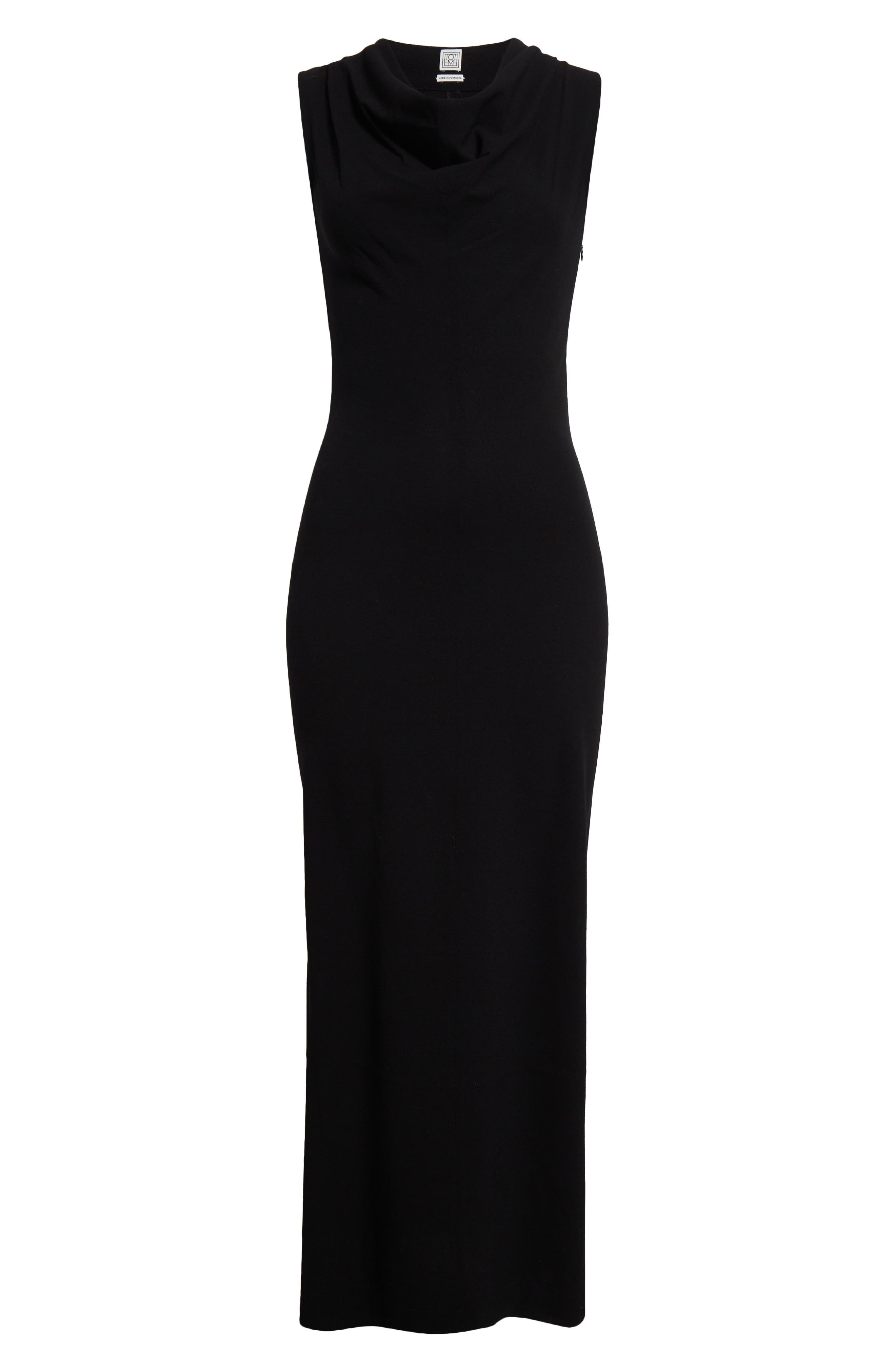 TOTEME Cowl Neck Stretch Crepe Dress in Black at Nordstrom - 5