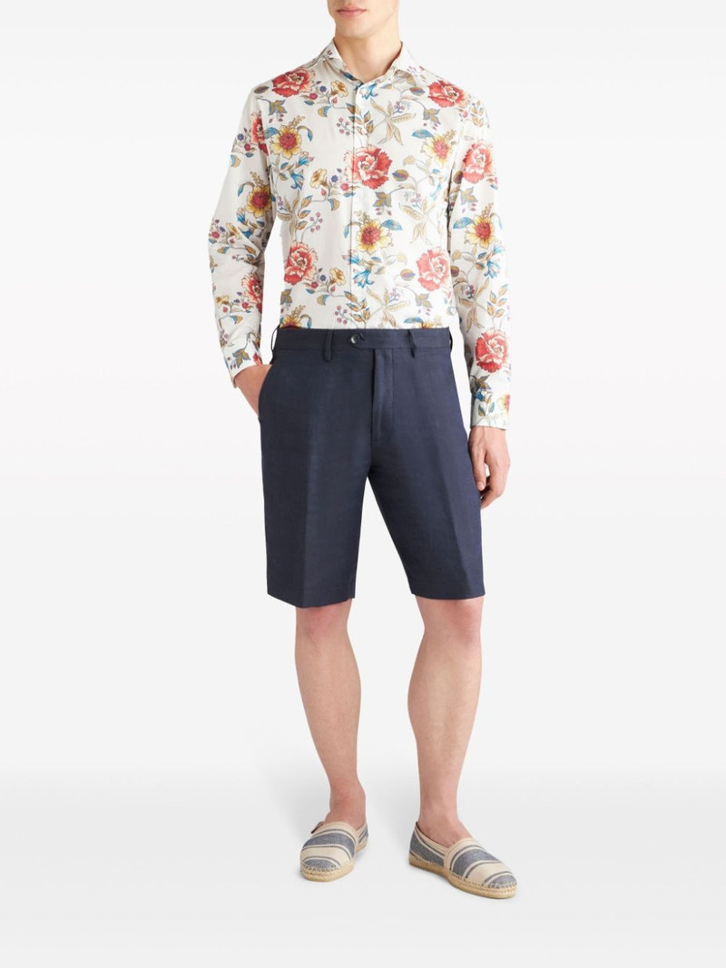 Etro pressed-crease linen bermuda shorts outlook