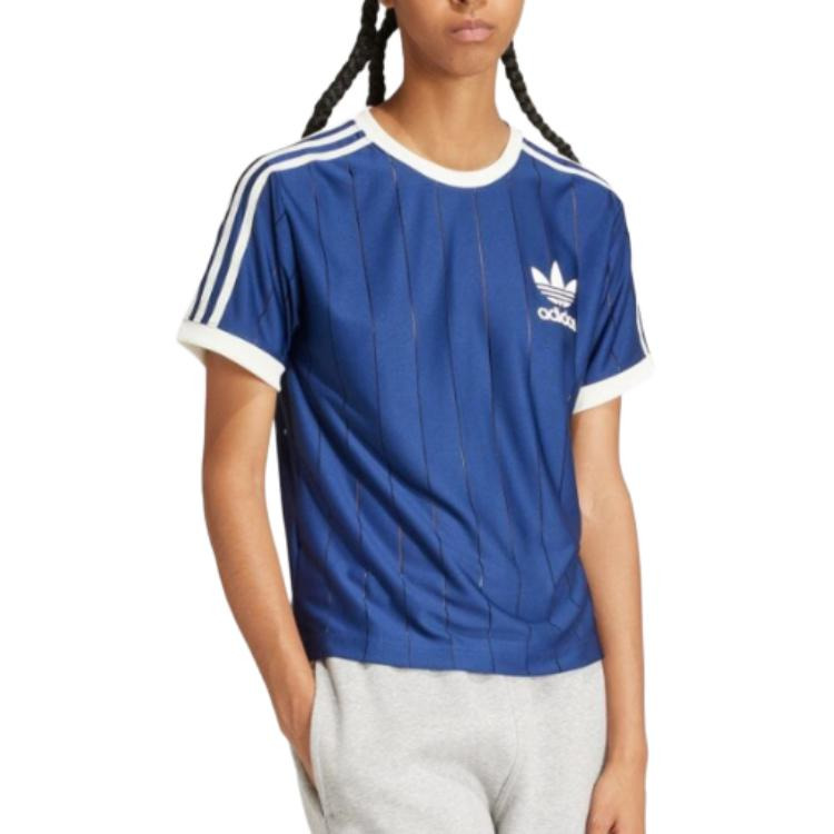 (WMNS) adidas Originals 3-Stripes T-shirt Asia Sizing 'Dark Blue' IR7466 - 2