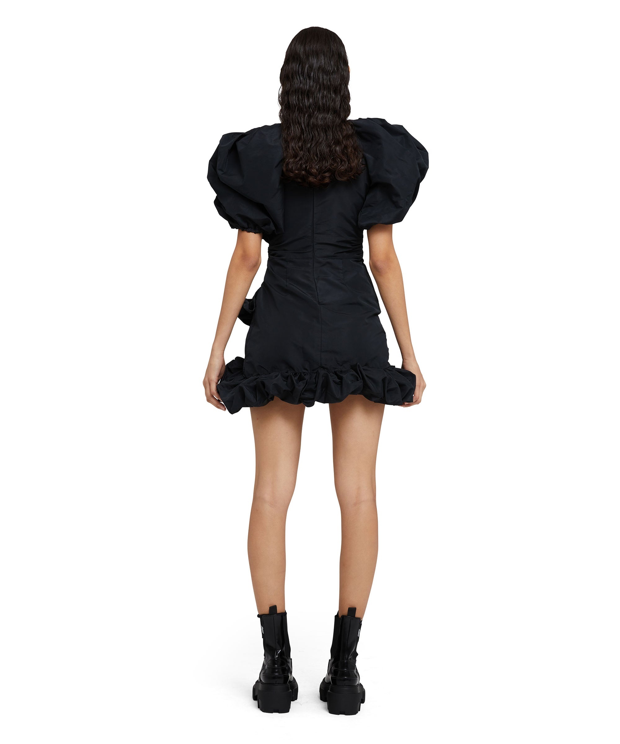Taffeta mini dress with ruffled balloon sleeves - 2