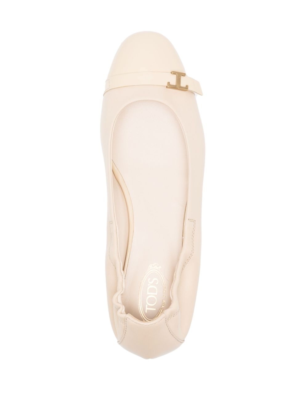 logo-plaque leather ballerina shoes - 4